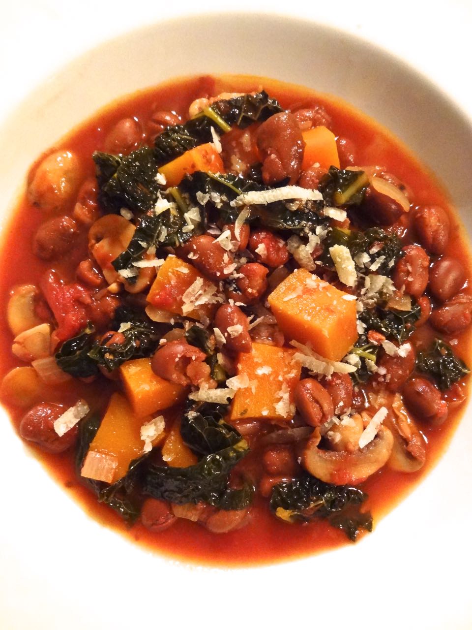 Scrumpdillyicious Lima Bean & Tomato Stew with Squash & Tuscan Kale