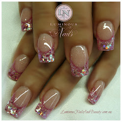 nails glitter nail pink luminous acrylic gel designs gold clear rose french sculptured tips mani beauty sakura luminousnails fabulous december