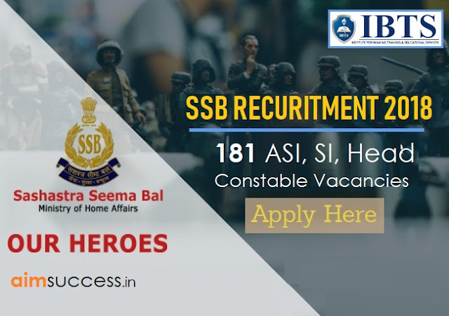 SSB Recruitment 2018 181 Vacancies - Apply Online Now