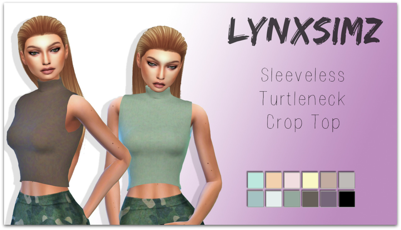 Sims 4 CC's The Best Sleeveless Turtleneck Crop Top by Lynxsimz