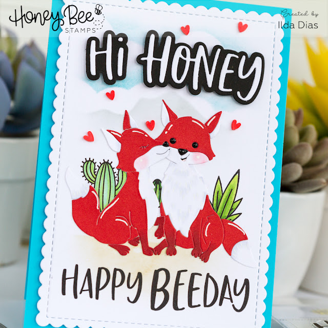 Honey Bee Stamps Bee Bold Honey Release: Day One - Hi Honey Foxy Beeday Card by ilovedoingallthingscrafty