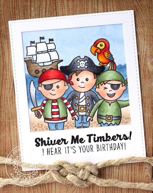 Sunny Studio Stamps: Pirate Pals Polaroid Pirate Scene Birthday Card by Karin Åkesdotter 