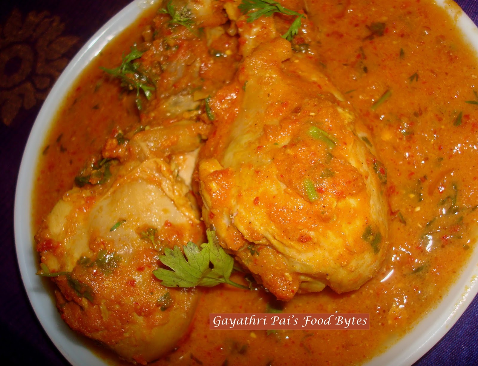 Gayathri Pai's Food Bytes Spicy Tomato Chicken Curry.