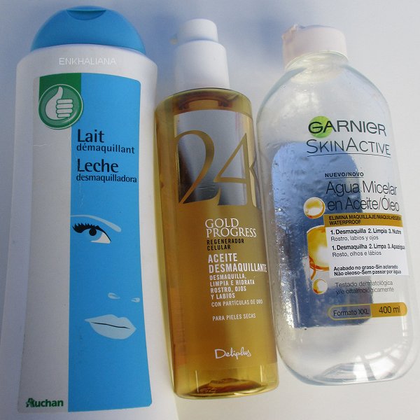 Leche Desmaquilladora Auchan / Aceite Desmaquillante Gold Progress 24K / Garnier Agua Micelar En Aceite