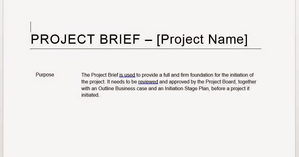 Prince Project Brief Template