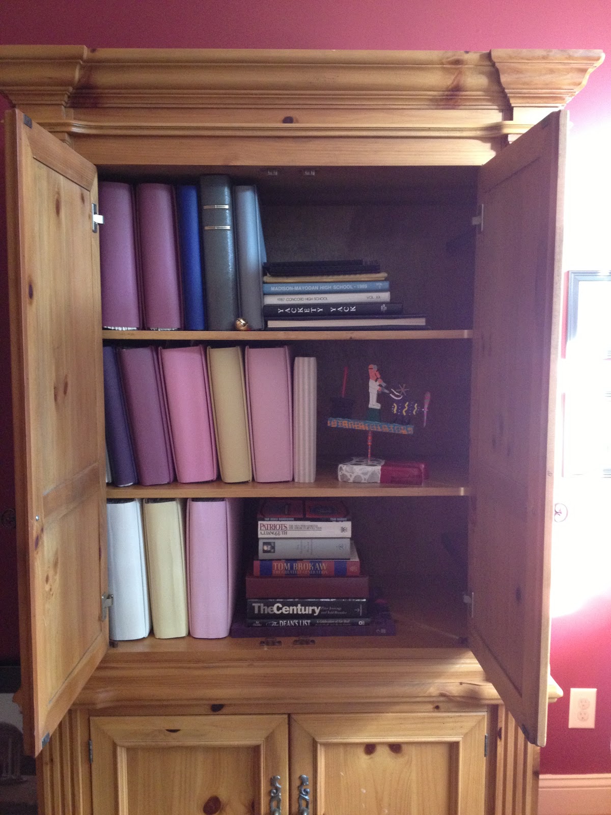 PictureThatSound Turning an old TV armoire into a scrapbook bookcase