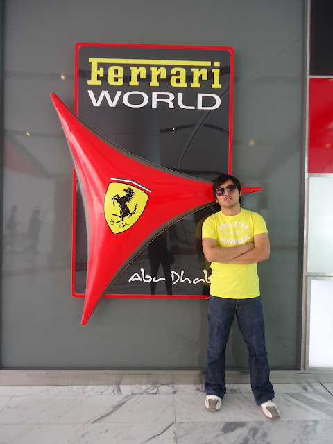 Ed posing in Ferrari World Yas Island Abu Dhabi