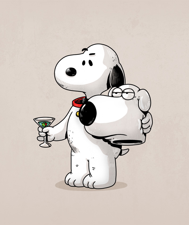 06-Brian-Family-Guy-Snoopy-Peanuts-Alex-Solis-Illustrations-of-Icons-Unmasked-www-designstack-co