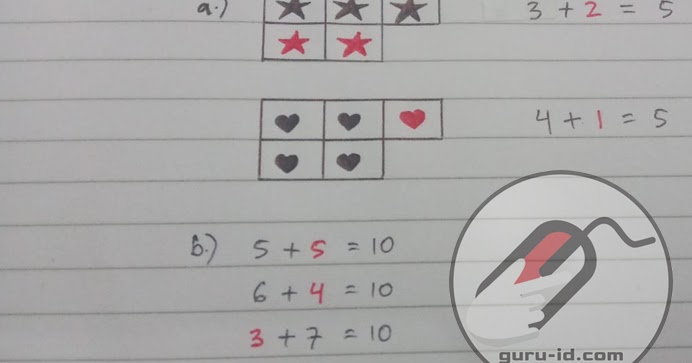 Gambarkan penjumlahan yang hasilnya bilangan 5 ! Info