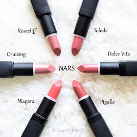 Nars Satin Lipstick Niagara Rosecliff Tolede Swatches Review