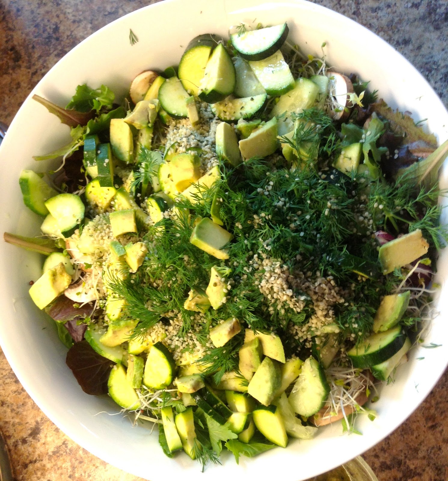 Baby Green Zucchini Salad with Lemon Cumin Dressing Raw Edibles