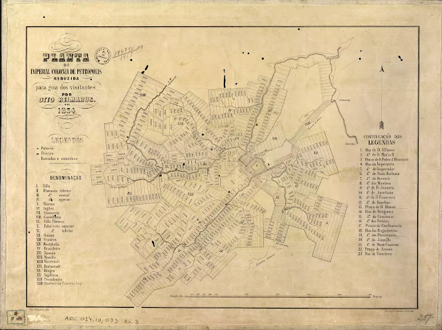 Planta dos bairros da cidade de Petrópolis, RJ, em 1854