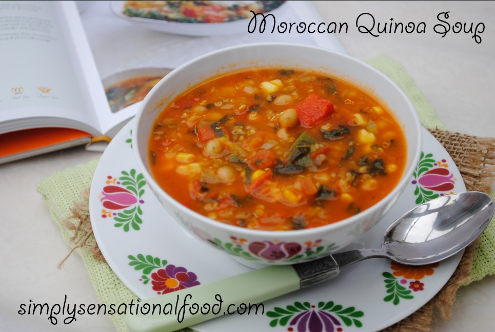 Moroccan Quinoa Soup and Vegan Cook book giveaway simply.food