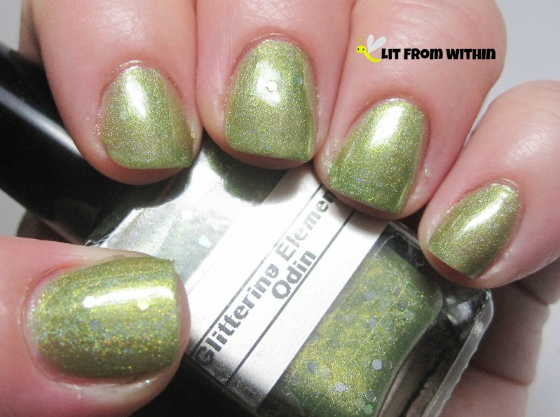 Glittering Elements Odin, a metallic green with hidden holo hex glitters