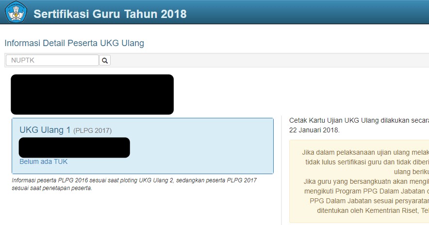 Cara Cek Data Peserta Ukg Ulang Sertifikasi Guru Tahun 2018 Tuk Jadwal Cetak Kartu Ujian Ukg Ulang Pada 21 Januari S D 22 Januari 2018 Dadang Jsn
