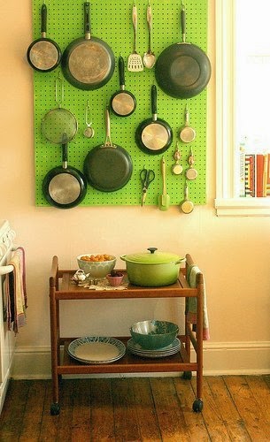 Pegboard for organizing pots and pans
