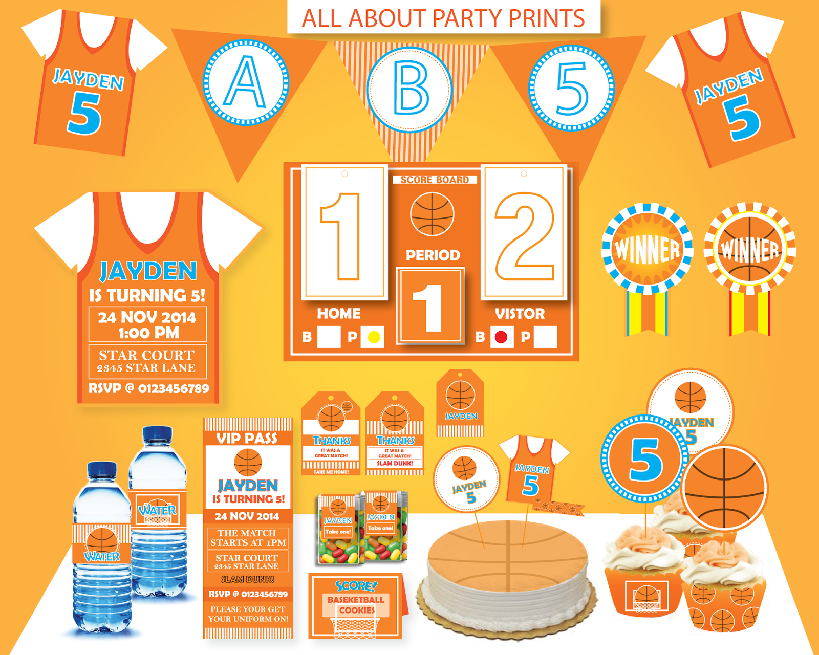All About Party Prints Basketball Party Pack Printables