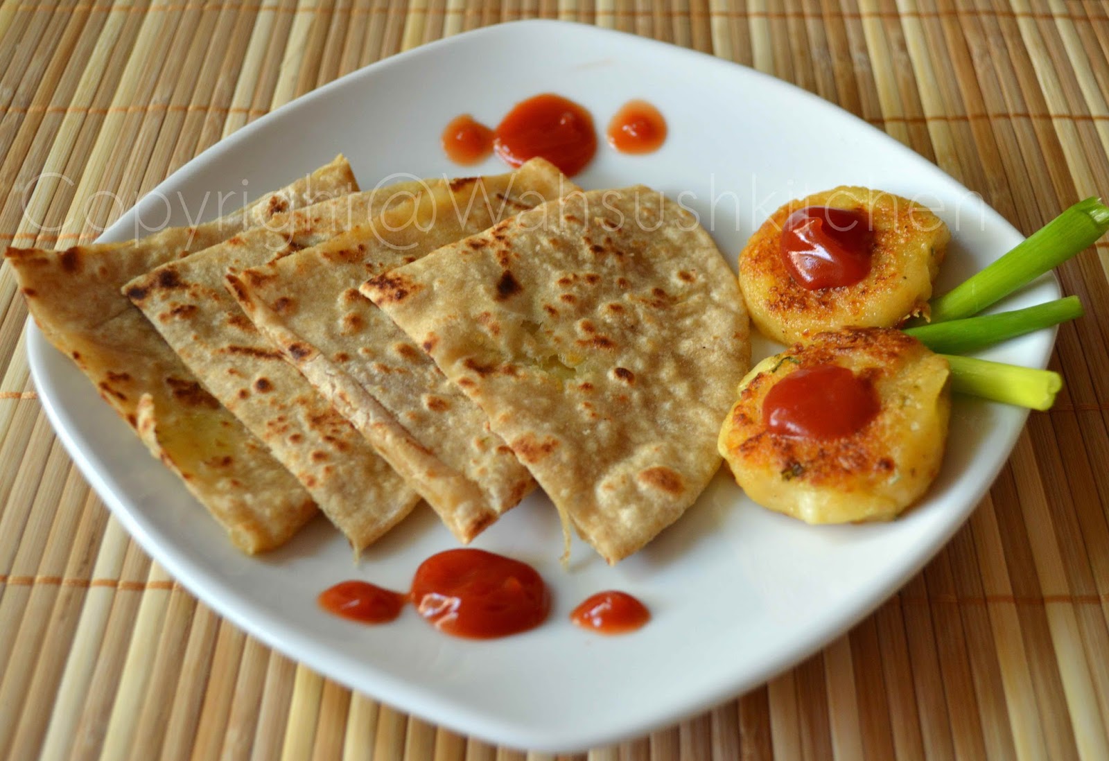 Wah "Sush" kitchen aloo cheese paratha(Potato Cheese Stuffed Flat Bread)