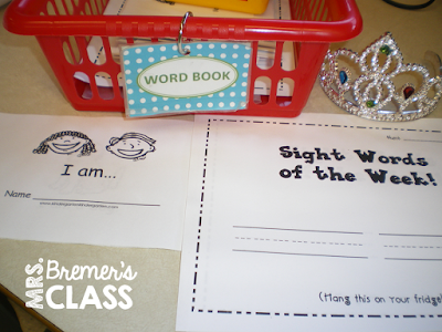 Sight word activities for literacy centers in Kindergarten