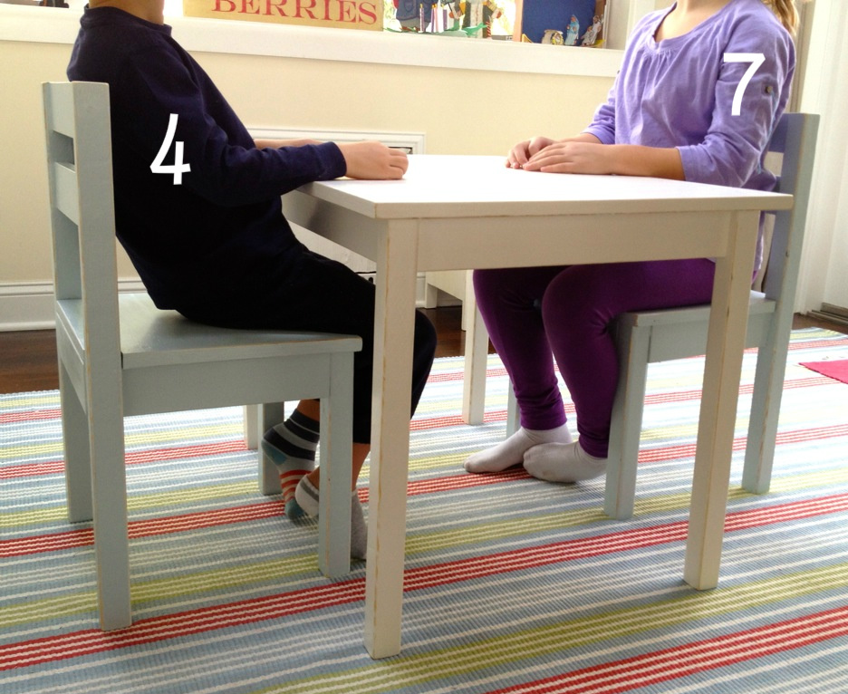 table and chairs for 7 year old