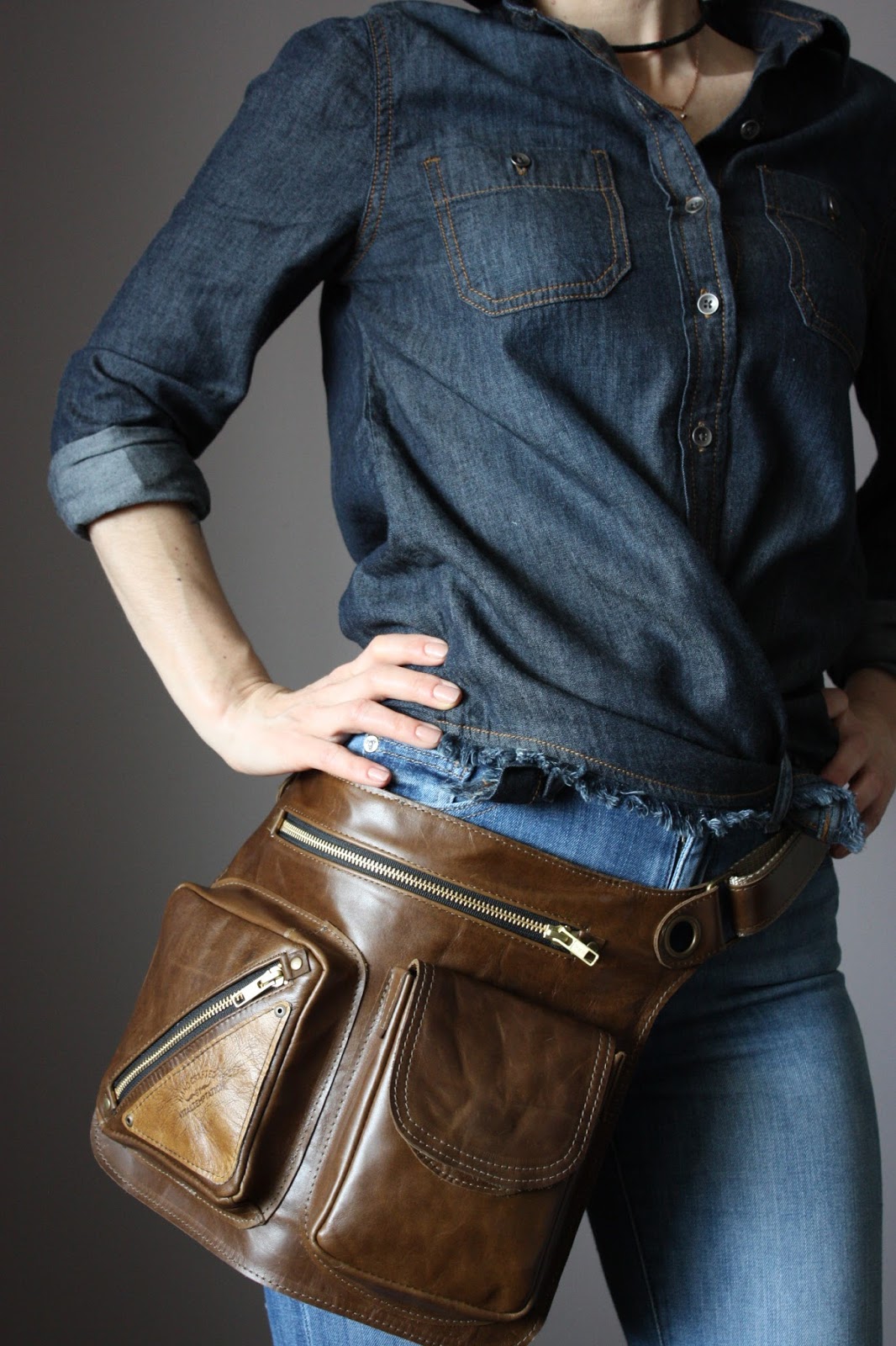 Laboratory of Fashion Vintage Oak Belt Bag, 4 Pocket Belt Bag, Bum Bag