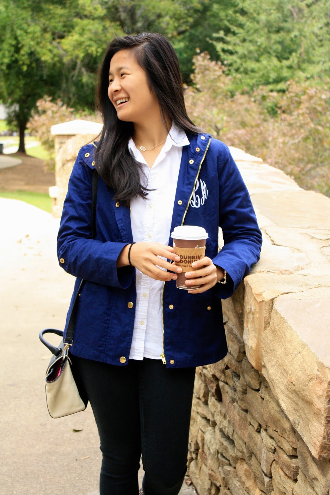 Marley Lilly Monogram jacket - Classic fall outfit inspiration 