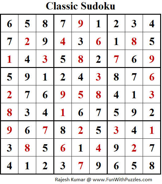 Original Sudoku (Fun With Sudoku #171) Solution