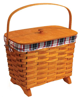 knitting basket with fabric liner and lid