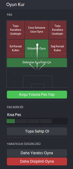 Rakip Takıma Göre Taktik Talimatlarımız