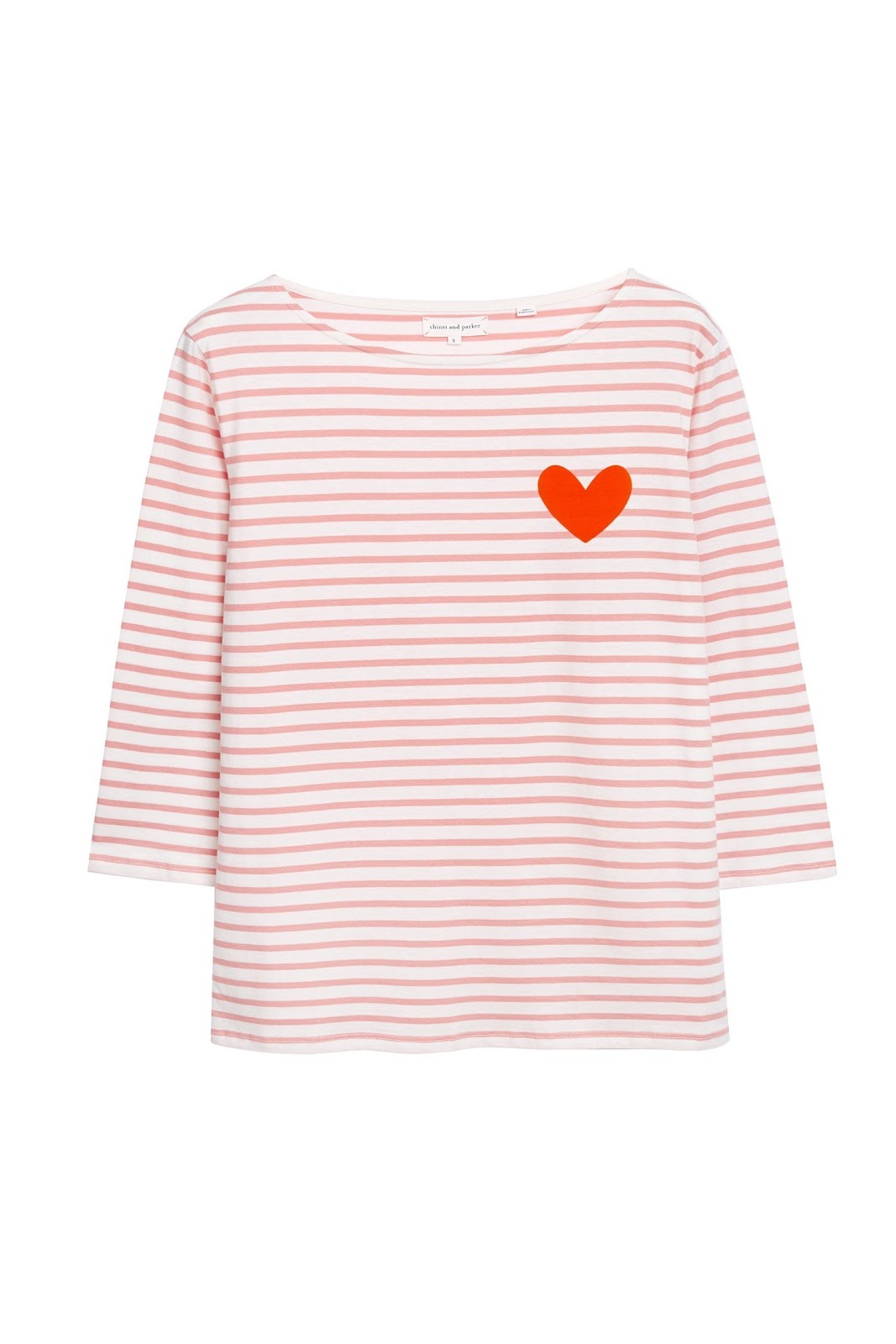 Chinti and parker rose striped velvet heart t shirt