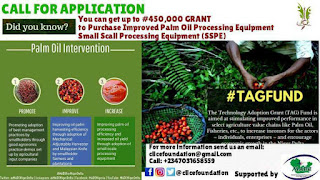 CLICE : NGO calls for application for over 50% counterpart funding for oil palm processing equipment, etc