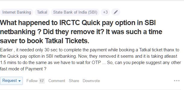 IRCTC quick pay option