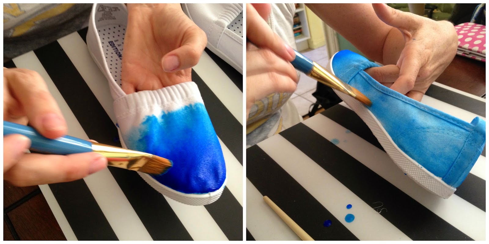 Step 3: Really saturate the toe of the shoe with paint. Be generous. I ...