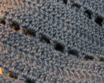 grey crocheted scarf