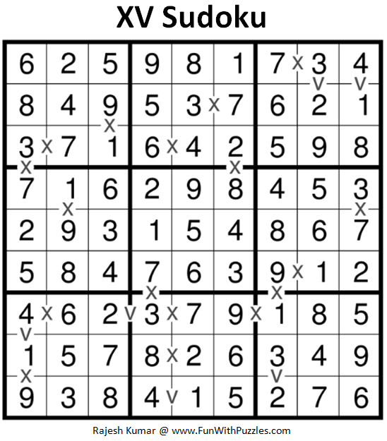 XV Sudoku Puzzle (Fun With Sudoku 262)