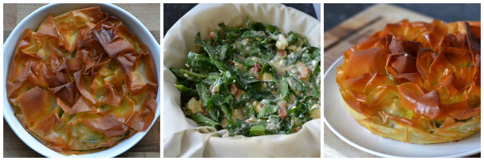 Wild Garlic, Egg and Bacon Filo Pie