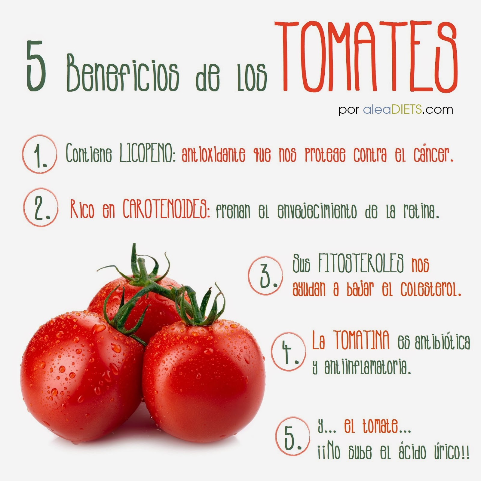Beneficios del tomate, por aleaDIETS