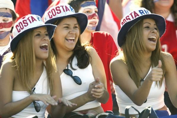WM Brasilien 2014: sexy heissen Mädchen-Fußball-Fan, schöne Frau Unterstützer der Welt. Ziemlich Amateur girls, Bilder und Fotos Costa Rica
