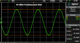 A 30 MHz fundamental crystal in the test oscillator.