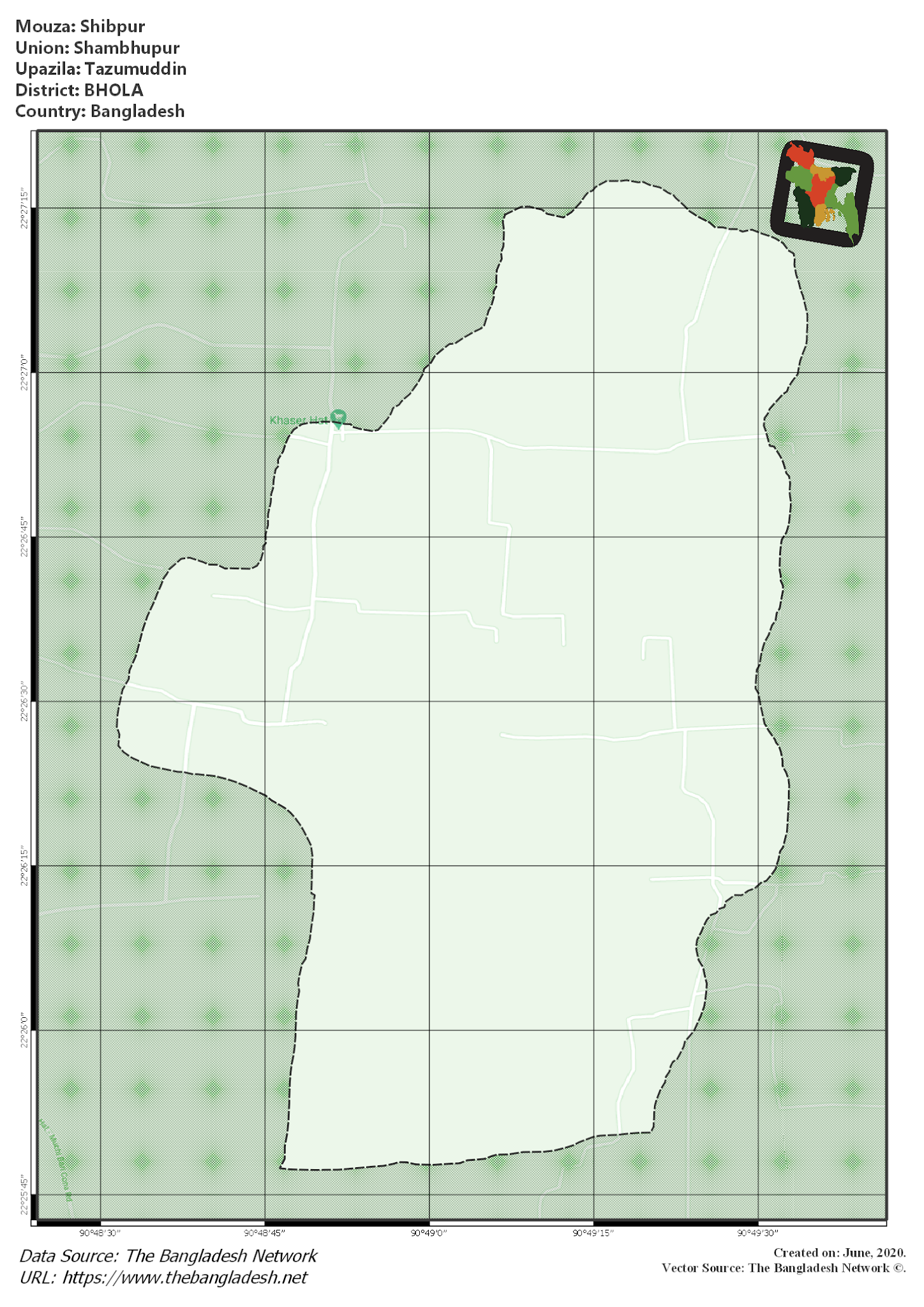 Map of Shibpur Mouza of Tazumuddin Upazila, BHOLA Map of Shibpur Mouza of Tazumuddin Upazila, BHOLA, Bangladesh.