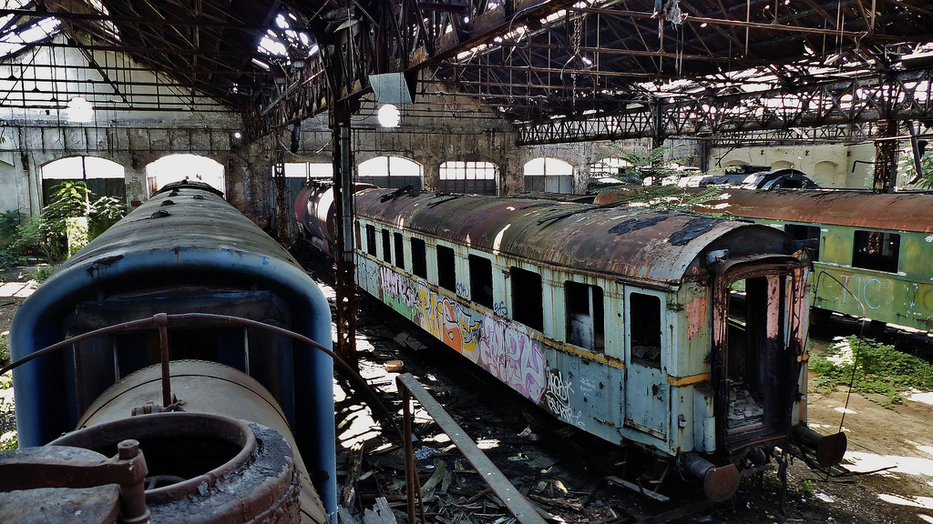 Deserted Places Inside an abandoned train yard in Budpest