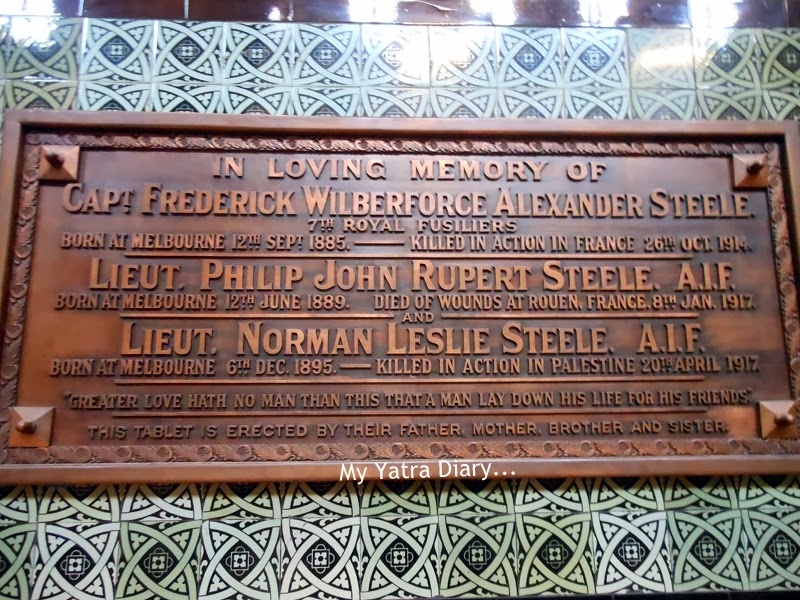 A tablet on the sidewalls of St. Paul's church cathedral in Melbourne, Australia