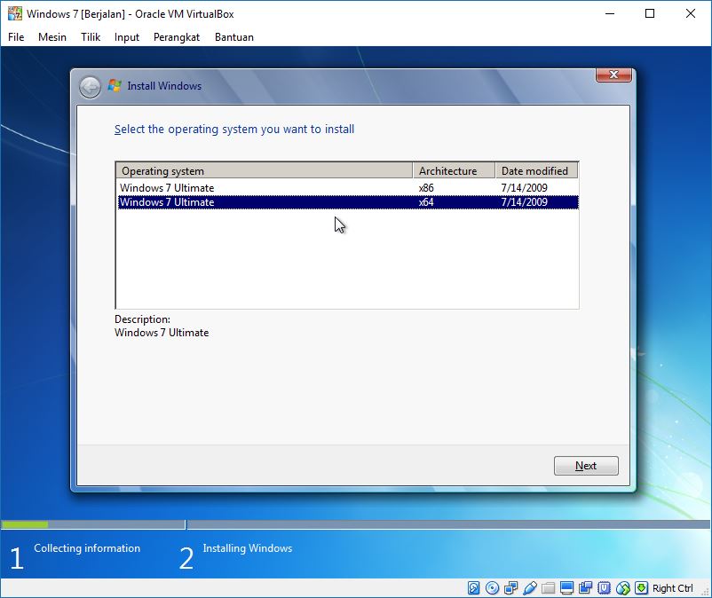 Tutorial cara install windows 7 dengan virtualbox