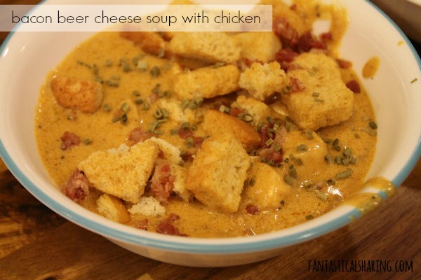 Bacon Beer Cheese Soup with Chicken #soup #maindish #bacon #beer #chicken #recipe