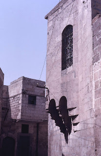 details of the stone walls of the traditional houses in urfa