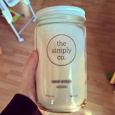 the simply co laundry detergent in the glass jar