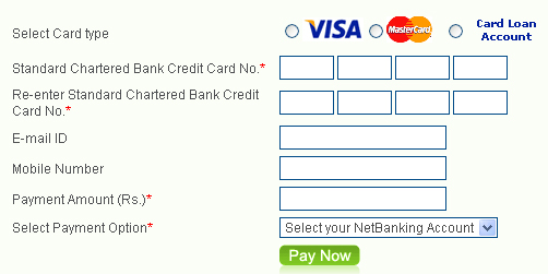 how to make payment to standard chartered credit card
