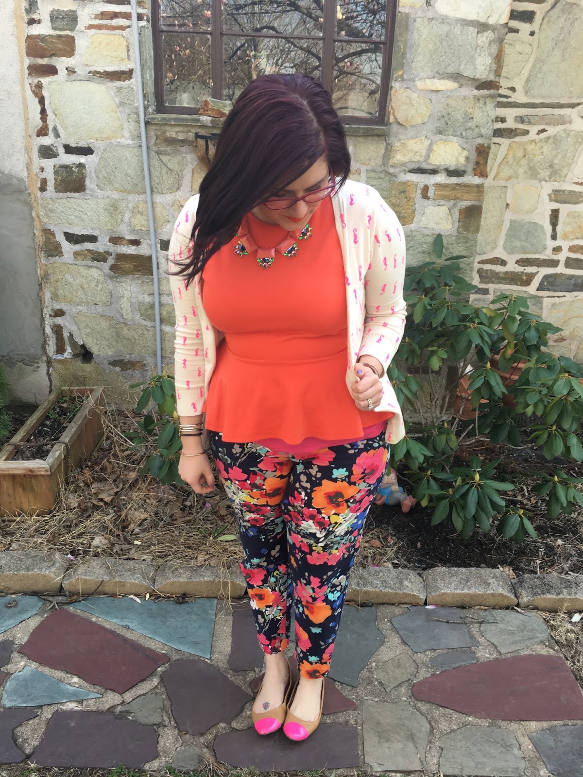 behind the leopard glasses: peplum + floral pants