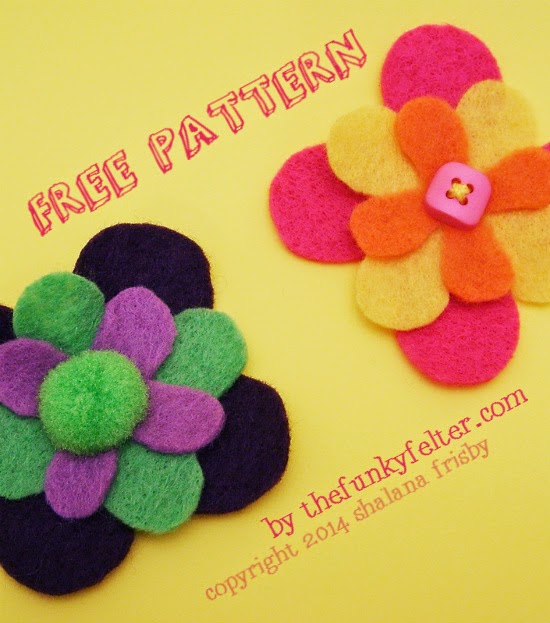free printable felt flower pattern template by the funky felter