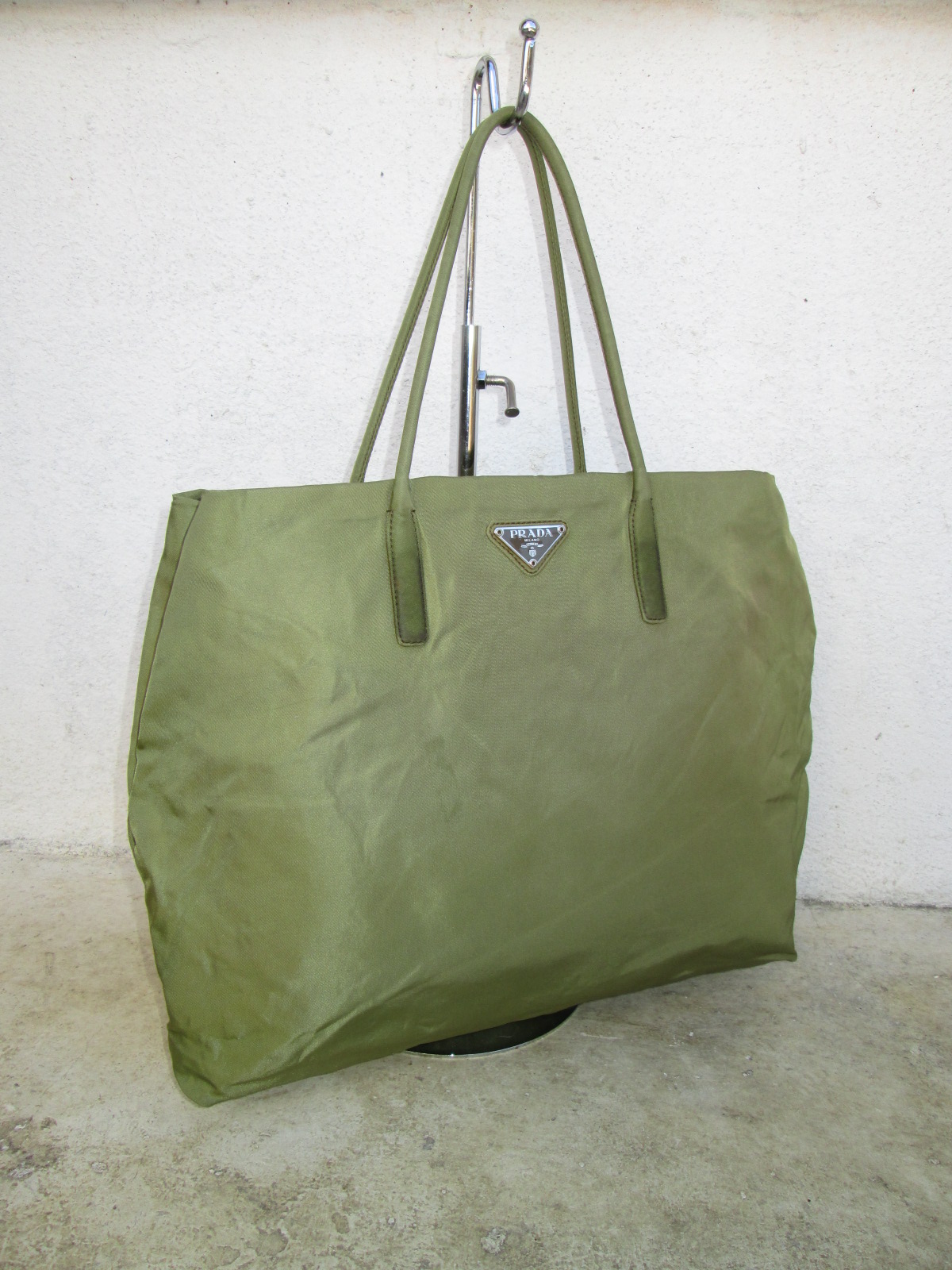 d0rayakEEbaG Authentic PRADA Green Nylon Tote Bag(SOLD)